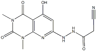 2-cyano-N'-(5-hydroxy-1,3-dimethyl-2,4-dioxo-1,2,3,4-tetrahydropyrido[2,3-d]pyrimidin-7-yl)acetohydrazide Struktur