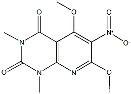 6-nitro-5,7-dimethoxy-1,3-dimethylpyrido[2,3-d]pyrimidine-2,4(1H,3H)-dione Struktur