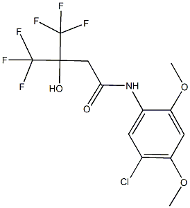 N-(5-chloro-2,4-dimethoxyphenyl)-4,4,4-trifluoro-3-hydroxy-3-(trifluoromethyl)butanamide Struktur