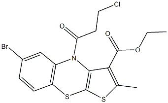 ethyl 6-bromo-4-(3-chloropropanoyl)-2-methyl-4H-thieno[2,3-b][1,4]benzothiazine-3-carboxylate Struktur