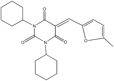 1,3-dicyclohexyl-5-[(5-methyl-2-furyl)methylene]-2,4,6(1H,3H,5H)-pyrimidinetrione Struktur