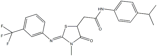 N-(4-isopropylphenyl)-2-(3-methyl-4-oxo-2-{[3-(trifluoromethyl)phenyl]imino}-1,3-thiazolidin-5-yl)acetamide Struktur