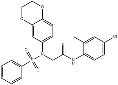 N-(4-chloro-2-methylphenyl)-2-[2,3-dihydro-1,4-benzodioxin-6-yl(phenylsulfonyl)amino]acetamide Struktur