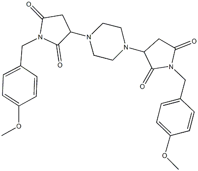 1-(4-methoxybenzyl)-3-{4-[1-(4-methoxybenzyl)-2,5-dioxo-3-pyrrolidinyl]-1-piperazinyl}-2,5-pyrrolidinedione Struktur