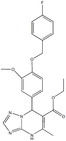 ethyl7-{4-[(4-fluorobenzyl)oxy]-3-methoxyphenyl}-5-methyl-4,7-dihydro[1,2,4]triazolo[1,5-a]pyrimidine-6-carboxylate Struktur