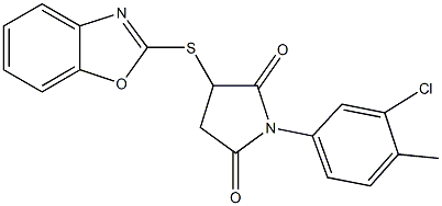 3-(1,3-benzoxazol-2-ylthio)-1-(3-chloro-4-methylphenyl)-2,5-pyrrolidinedione Struktur