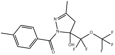 5-[difluoro(trifluoromethoxy)methyl]-3-methyl-1-(4-methylbenzoyl)-4,5-dihydro-1H-pyrazol-5-ol Struktur