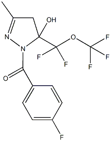 5-[difluoro(trifluoromethoxy)methyl]-1-(4-fluorobenzoyl)-3-methyl-4,5-dihydro-1H-pyrazol-5-ol Struktur