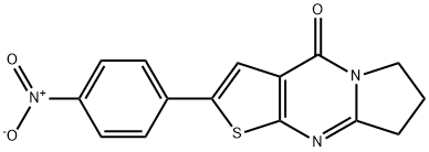 2-{4-nitrophenyl}-7,8-dihydropyrrolo[1,2-a]thieno[2,3-d]pyrimidin-4(6H)-one Struktur