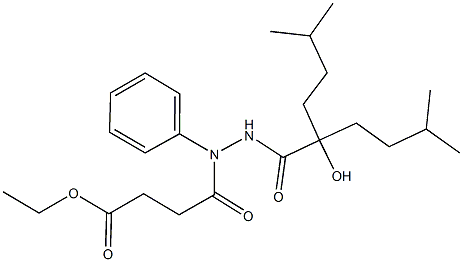 ethyl 4-[2-(2-hydroxy-2-isopentyl-5-methylhexanoyl)-1-phenylhydrazino]-4-oxobutanoate Struktur