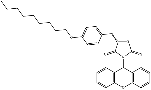 5-[4-(nonyloxy)benzylidene]-2-thioxo-3-(9H-xanthen-9-yl)-1,3-thiazolidin-4-one Struktur