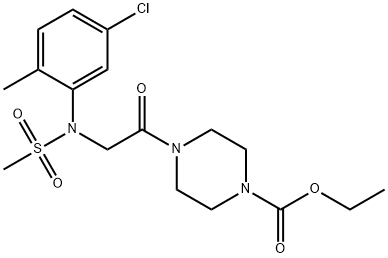 ethyl 4-{[5-chloro-2-methyl(methylsulfonyl)anilino]acetyl}-1-piperazinecarboxylate Struktur