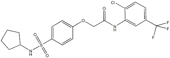 N-[2-chloro-5-(trifluoromethyl)phenyl]-2-{4-[(cyclopentylamino)sulfonyl]phenoxy}acetamide Struktur