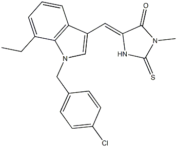 5-{[1-(4-chlorobenzyl)-7-ethyl-1H-indol-3-yl]methylene}-3-methyl-2-thioxo-4-imidazolidinone Struktur