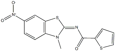 N-(6-nitro-3-methyl-1,3-benzothiazol-2(3H)-ylidene)-2-thiophenecarboxamide Struktur