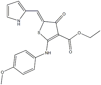 ethyl 2-(4-methoxyanilino)-4-oxo-5-(1H-pyrrol-2-ylmethylene)-4,5-dihydro-3-thiophenecarboxylate Struktur