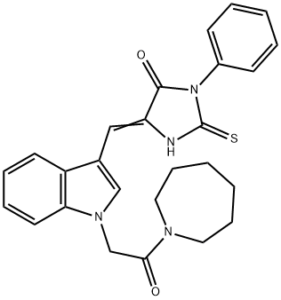 5-({1-[2-(1-azepanyl)-2-oxoethyl]-1H-indol-3-yl}methylene)-3-phenyl-2-thioxo-4-imidazolidinone Struktur