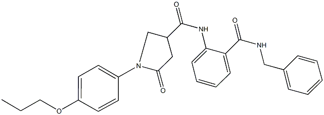 N-{2-[(benzylamino)carbonyl]phenyl}-5-oxo-1-(4-propoxyphenyl)-3-pyrrolidinecarboxamide Struktur