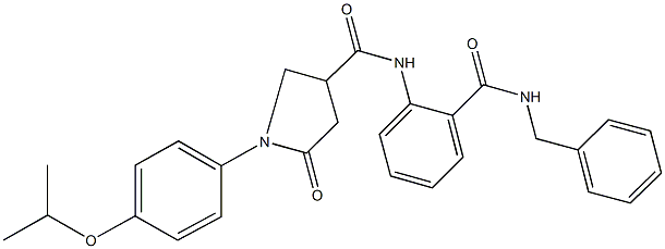 N-{2-[(benzylamino)carbonyl]phenyl}-1-(4-isopropoxyphenyl)-5-oxo-3-pyrrolidinecarboxamide Struktur