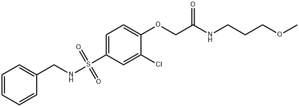 2-{4-[(benzylamino)sulfonyl]-2-chlorophenoxy}-N-(3-methoxypropyl)acetamide Struktur