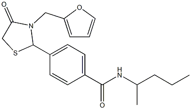 4-[3-(2-furylmethyl)-4-oxo-1,3-thiazolidin-2-yl]-N-(1-methylbutyl)benzamide Struktur