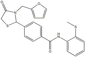 4-[3-(2-furylmethyl)-4-oxo-1,3-thiazolidin-2-yl]-N-[2-(methylsulfanyl)phenyl]benzamide Struktur