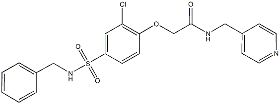 2-{4-[(benzylamino)sulfonyl]-2-chlorophenoxy}-N-(4-pyridinylmethyl)acetamide Struktur