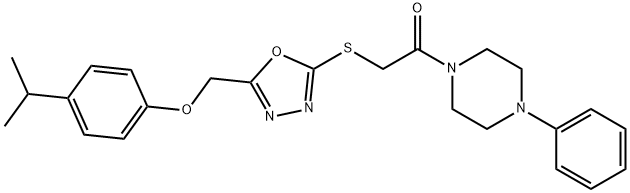 4-isopropylphenyl (5-{[2-oxo-2-(4-phenyl-1-piperazinyl)ethyl]sulfanyl}-1,3,4-oxadiazol-2-yl)methyl ether Struktur