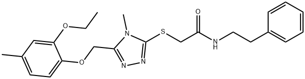 2-({5-[(2-ethoxy-4-methylphenoxy)methyl]-4-methyl-4H-1,2,4-triazol-3-yl}sulfanyl)-N-(2-phenylethyl)acetamide Struktur