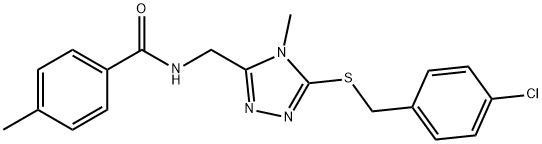 N-({5-[(4-chlorobenzyl)sulfanyl]-4-methyl-4H-1,2,4-triazol-3-yl}methyl)-4-methylbenzamide Struktur