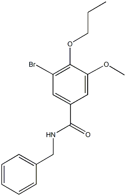 N-benzyl-3-bromo-5-methoxy-4-propoxybenzamide Struktur