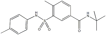 N-(tert-butyl)-4-methyl-3-(4-toluidinosulfonyl)benzamide Struktur