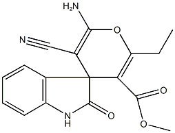 methyl 6'-amino-5'-cyano-2'-ethyl-1,3-dihydro-2-oxospiro[2H-indole-3,4'-(4'H)-pyran]-3'-carboxylate Struktur