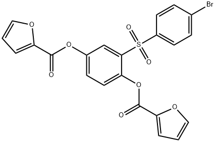 2-[(4-bromophenyl)sulfonyl]-4-(2-furoyloxy)phenyl 2-furoate Struktur