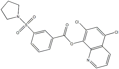 5,7-dichloro-8-quinolinyl3-(1-pyrrolidinylsulfonyl)benzoate Struktur