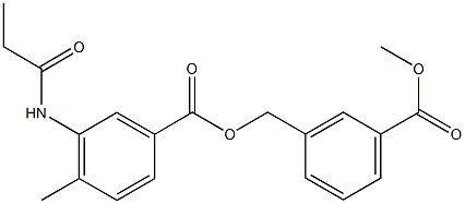 3-(methoxycarbonyl)benzyl 4-methyl-3-(propionylamino)benzoate Struktur