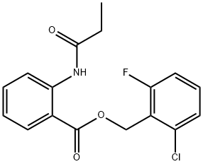 2-chloro-6-fluorobenzyl 2-(propionylamino)benzoate Struktur