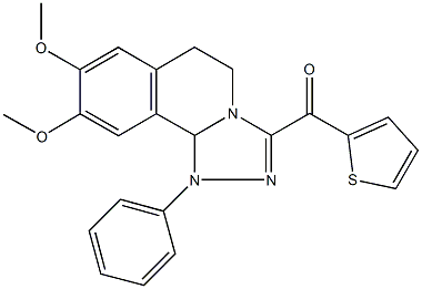 (8,9-dimethoxy-1-phenyl-1,5,6,10b-tetrahydro[1,2,4]triazolo[3,4-a]isoquinolin-3-yl)(2-thienyl)methanone Struktur