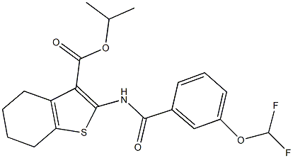 isopropyl 2-{[3-(difluoromethoxy)benzoyl]amino}-4,5,6,7-tetrahydro-1-benzothiophene-3-carboxylate Struktur