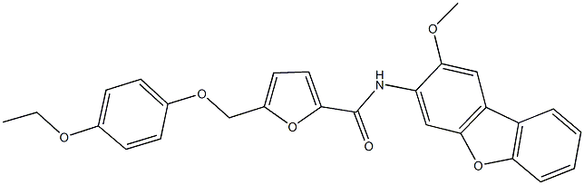 5-[(4-ethoxyphenoxy)methyl]-N-(2-methoxydibenzo[b,d]furan-3-yl)-2-furamide Struktur