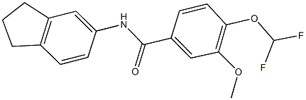 4-(difluoromethoxy)-N-(2,3-dihydro-1H-inden-5-yl)-3-methoxybenzamide Struktur