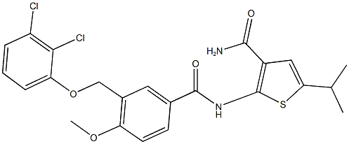 2-({3-[(2,3-dichlorophenoxy)methyl]-4-methoxybenzoyl}amino)-5-isopropyl-3-thiophenecarboxamide Struktur