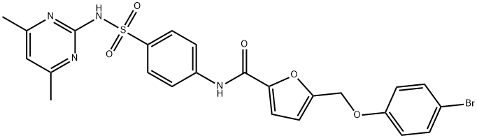 5-[(4-bromophenoxy)methyl]-N-(4-{[(4,6-dimethyl-2-pyrimidinyl)amino]sulfonyl}phenyl)-2-furamide Struktur