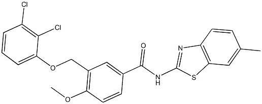 3-[(2,3-dichlorophenoxy)methyl]-4-methoxy-N-(6-methyl-1,3-benzothiazol-2-yl)benzamide Struktur