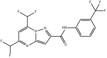 5,7-bis(difluoromethyl)-N-[3-(trifluoromethyl)phenyl]pyrazolo[1,5-a]pyrimidine-2-carboxamide Struktur