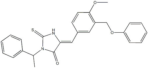 5-[4-methoxy-3-(phenoxymethyl)benzylidene]-3-(1-phenylethyl)-2-thioxo-4-imidazolidinone Struktur