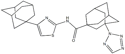 N-[4-(1-adamantyl)-1,3-thiazol-2-yl]-3-(2H-tetraazol-2-yl)-1-adamantanecarboxamide Struktur