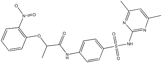 N-(4-{[(4,6-dimethyl-2-pyrimidinyl)amino]sulfonyl}phenyl)-2-{2-nitrophenoxy}propanamide Struktur