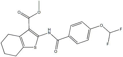 methyl 2-{[4-(difluoromethoxy)benzoyl]amino}-4,5,6,7-tetrahydro-1-benzothiophene-3-carboxylate Struktur