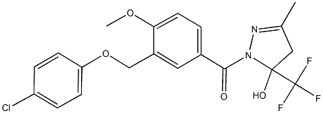 1-{3-[(4-chlorophenoxy)methyl]-4-methoxybenzoyl}-3-methyl-5-(trifluoromethyl)-4,5-dihydro-1H-pyrazol-5-ol Struktur